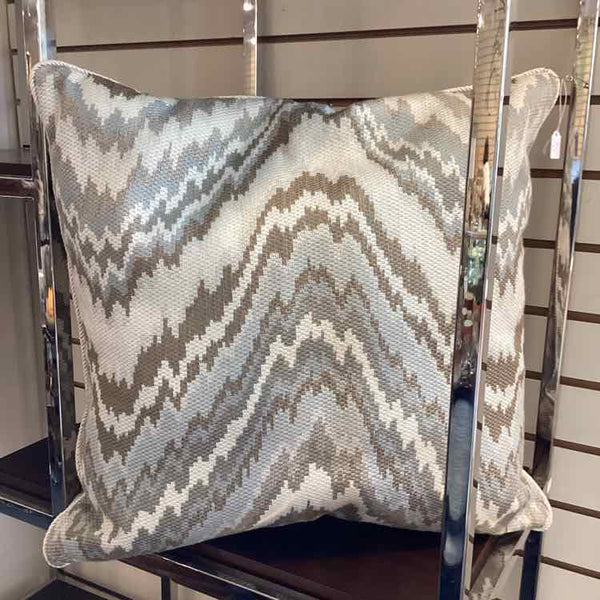 Grey, Tan And Beige Flamestitch Pillow