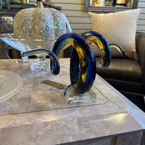 Murano Blue Glass Twist Sculpture