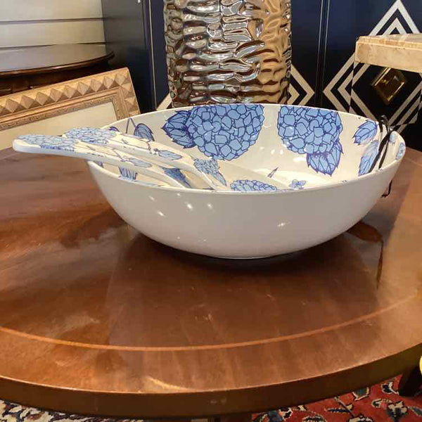 Blue Sur La Table Salad Bowl And Utensils