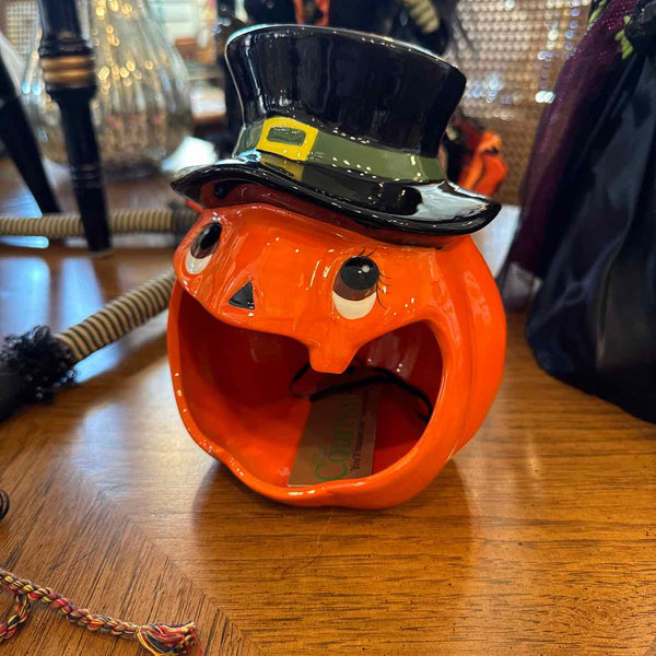 Ceramic Pumpkin Head with Hat