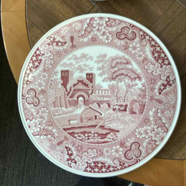 Spode Cranberry Transferware Cake Plate