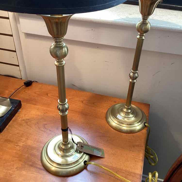 Pair Of Lamps On Brass Base