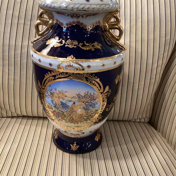 Limoges Vase w/ Navy & Gold Detail