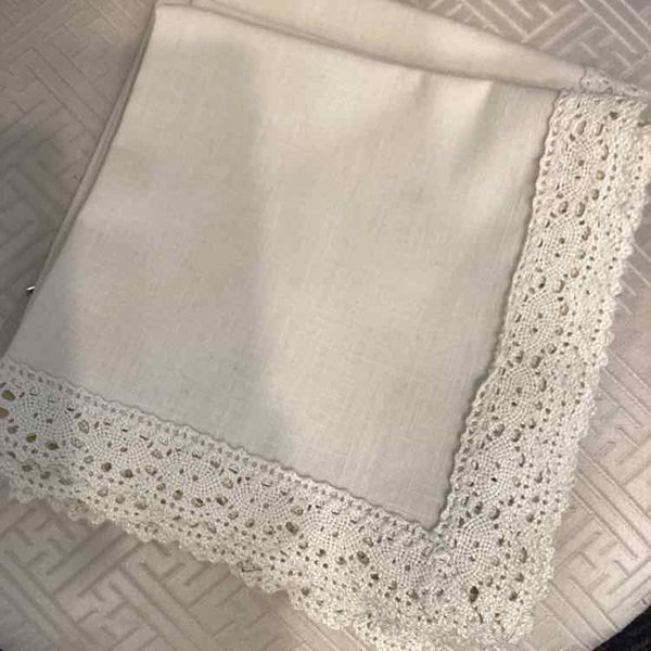 6 Cream Napkins - Crochet Edge