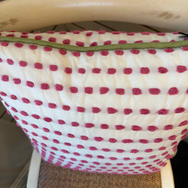 White/Pink Dot Pillow