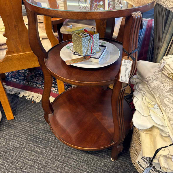 Round 3 Tier Hickory Chair Side Table