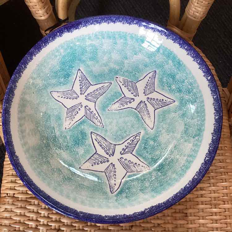 Round Bowl Blue with Starfish