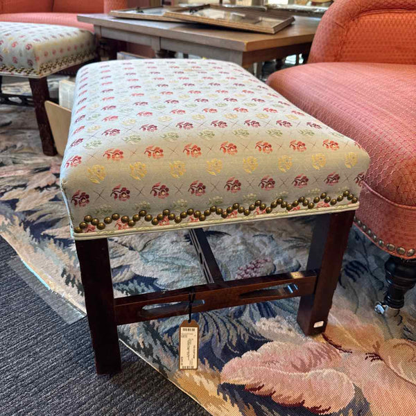 Pale Blue Chippendale Ottoman