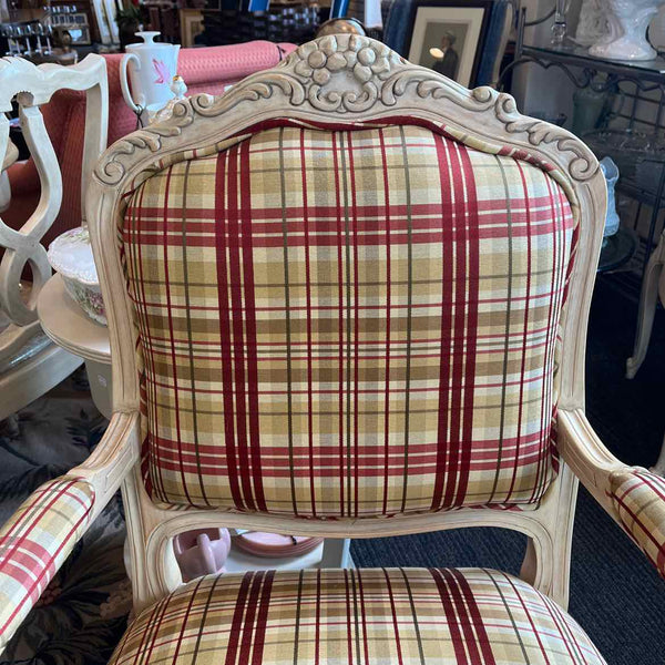Red, Cream Green Plaid Arm Chair