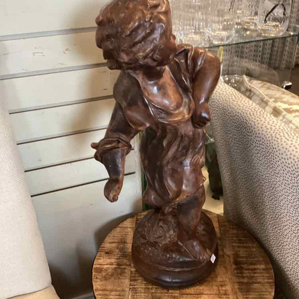 Pebble Thrower Resin Sculpture