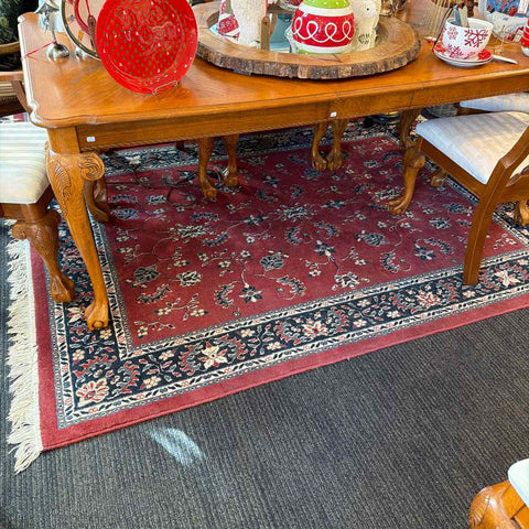 Blue/Red Leaf & Floral Print Rug