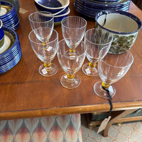 Six French Cordial Glasses