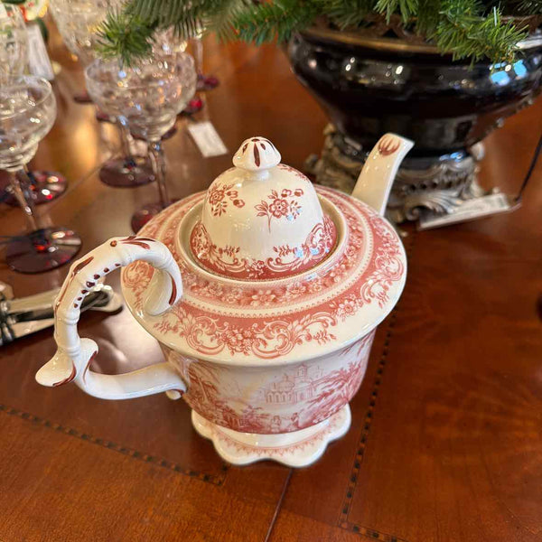 Burton & Burton Red Toile Tea Pot