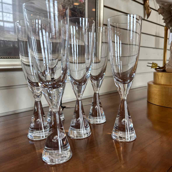 Vintage Holmegaard "Princess Tear Drop" Set of 6 Champagne Flutes