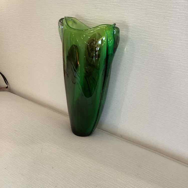 Handblown Green Leaf Vase