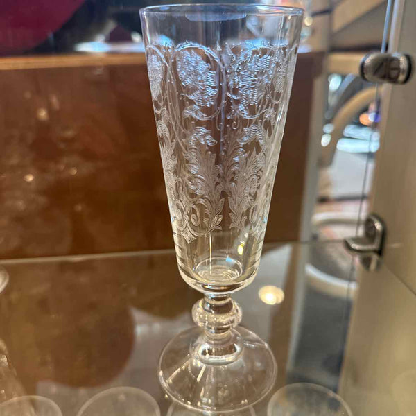 Etched Champagne Flutes, Set of 8