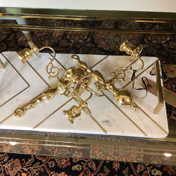 Pair Of Brass Sconce Candlesticks