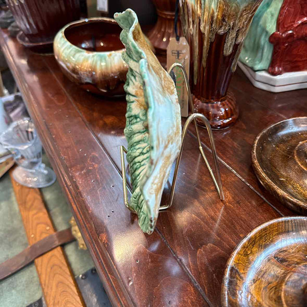 Green Majolica Leaf Dish