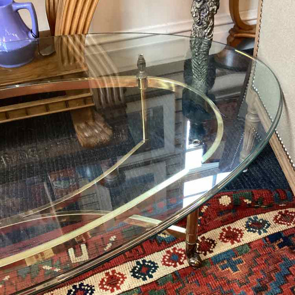 Oval Glass Top Brass Base Table