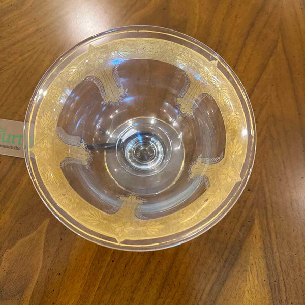 Etched Footed Compote Bowl