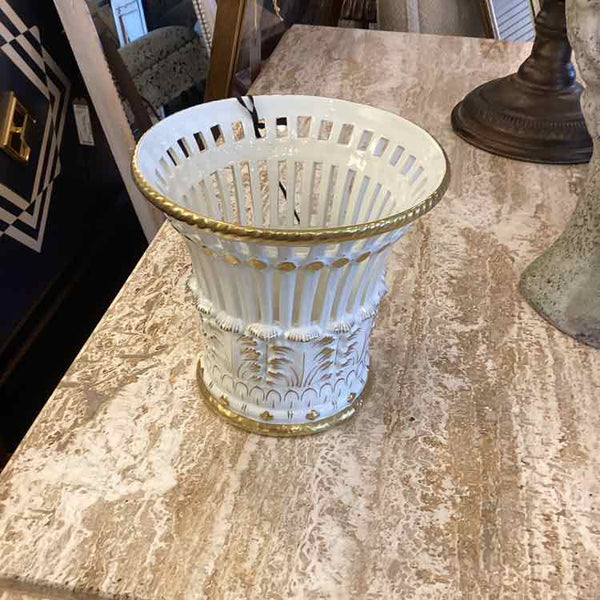 Porcelain Basket With Gold Detailing
