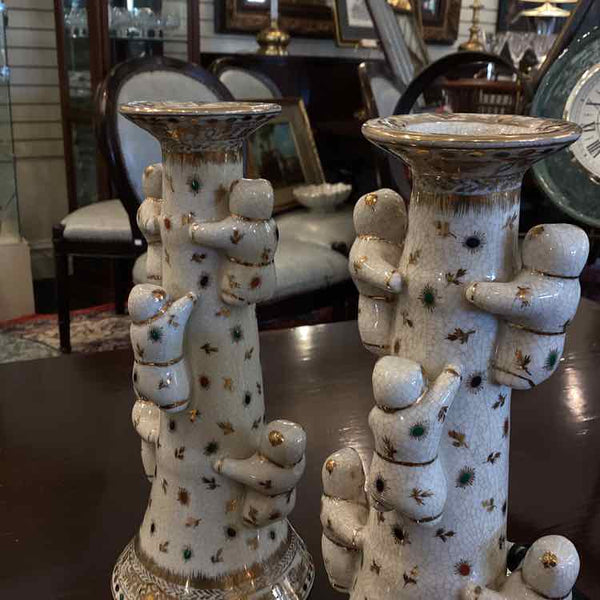 Pair Of Porcelain Candleholders