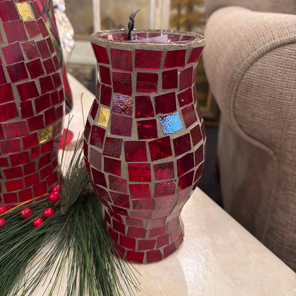 Red Glass Mosaic Hurricane