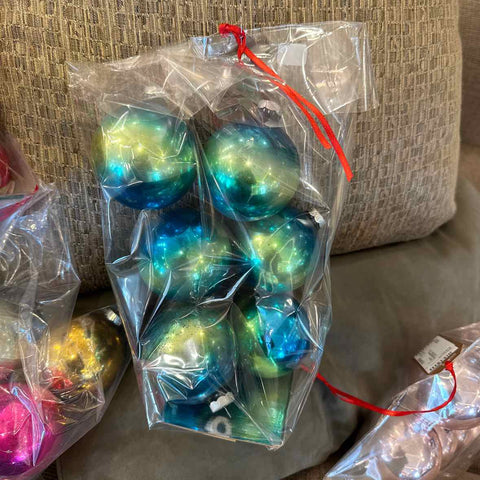 6 Blue Vintage Ornaments