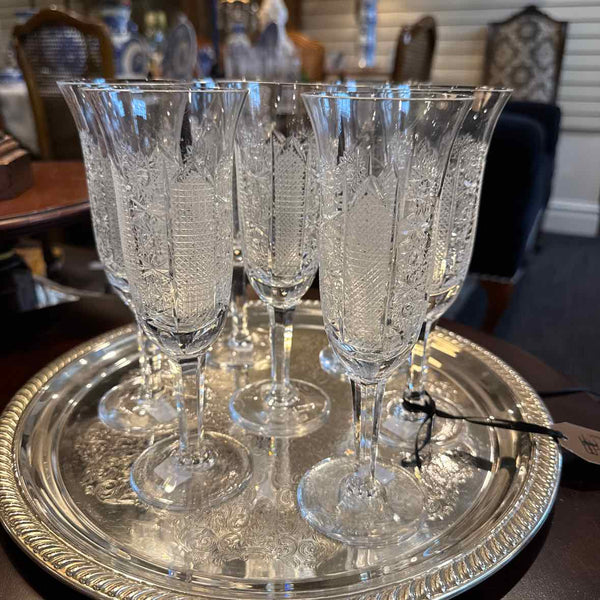 Seven Rogaska Champagne Flutes