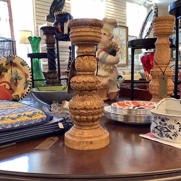 Carved Wooden Candle Holder