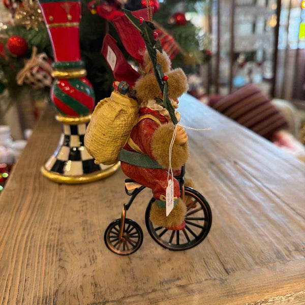 Santa on a Bicycle Ornament