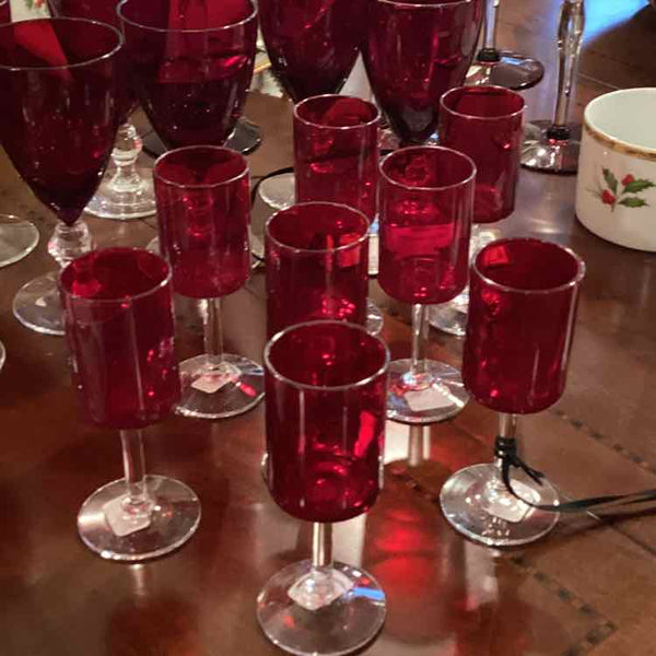 8 Ruby Red Liqueur Glasses