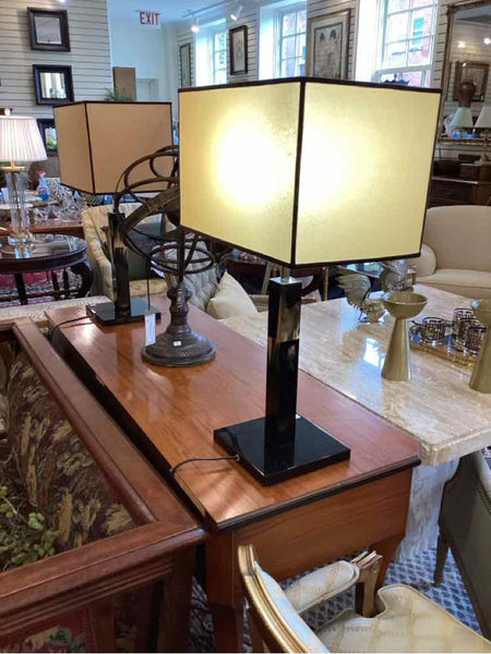 Pair Of Lucite And Horn Lamps