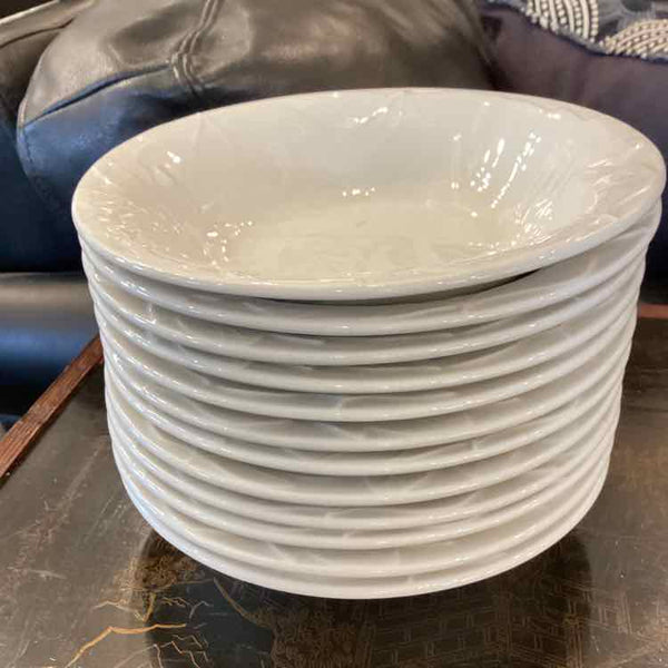 White Soup Bowls with Leaf Design