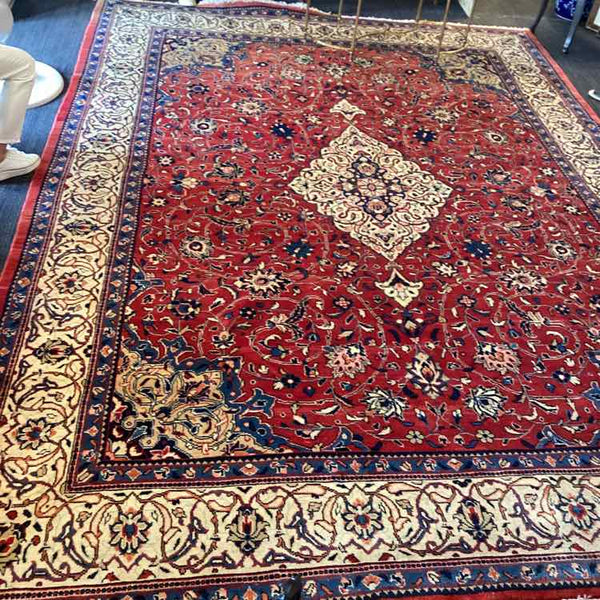 Red, Blue and Ivory Oriental Rug