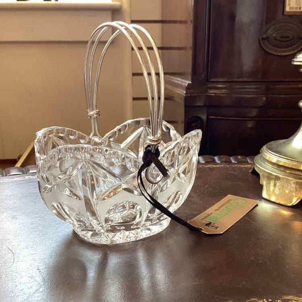 Glass Basket With Silver Handle