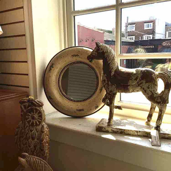 Heavy Round Wood Mirror