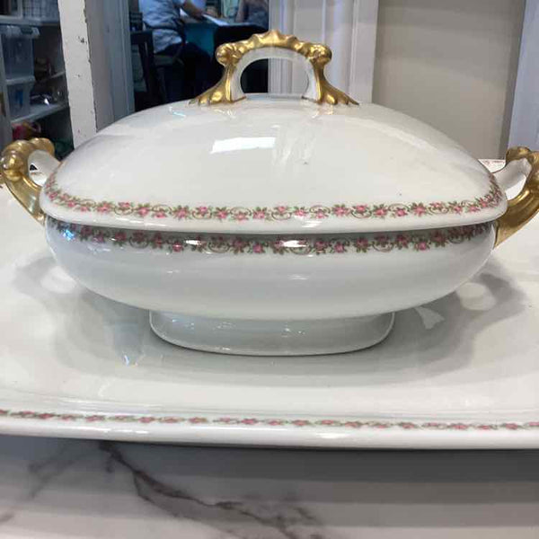 Limoges Floral Lidded Casserole & Serving Tray