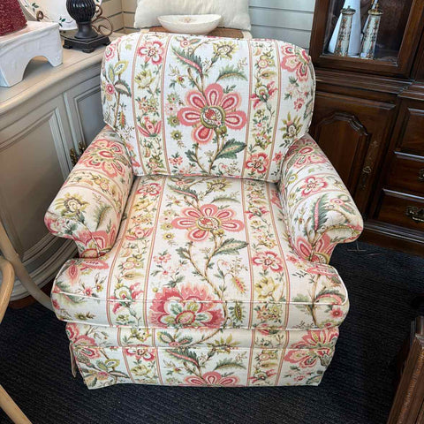 Ethan Allen Linen Blend Swivel Chair