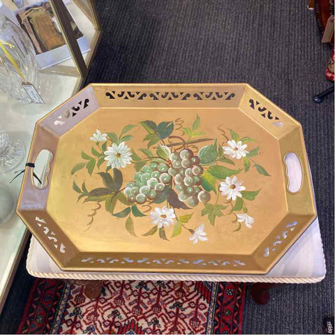 Gold Floral Tole Tray