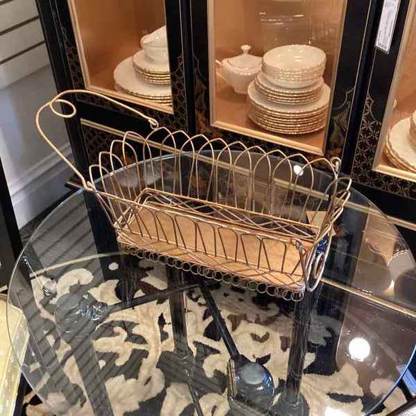 Gold Wire Basket Plant Holder with Handles