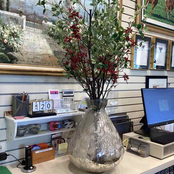 Mercury Glass Vase w/Greenery