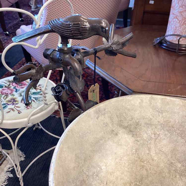 Birdbath With Stone Basin And Iron Base