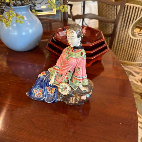 Female Asian With Fan Figurine