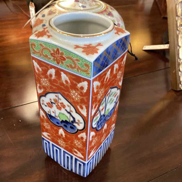 Japanese Imari-Style Square Floral Vase