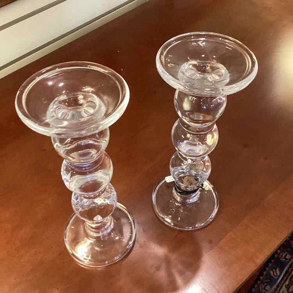Pair Of Glass  Bubble Candlesticks