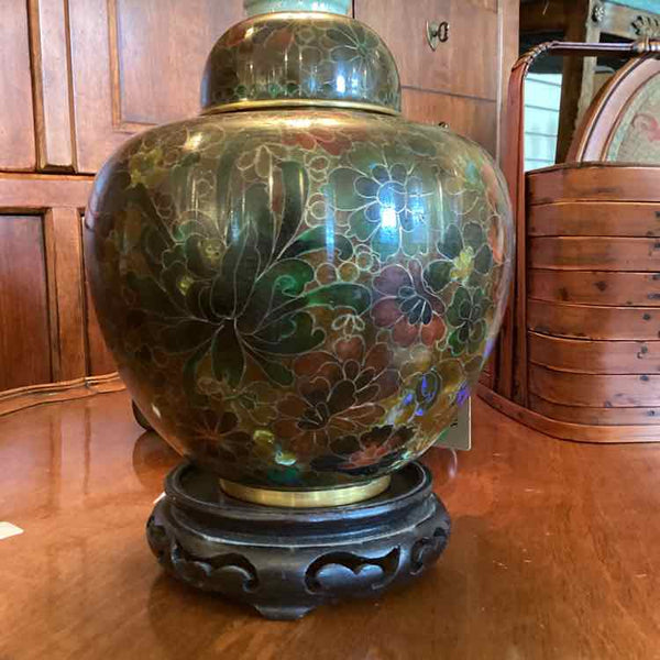 Cloisonne Ginger Jar With Stand