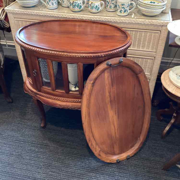 "As Is" Oval Fruitwood Table w/Tray
