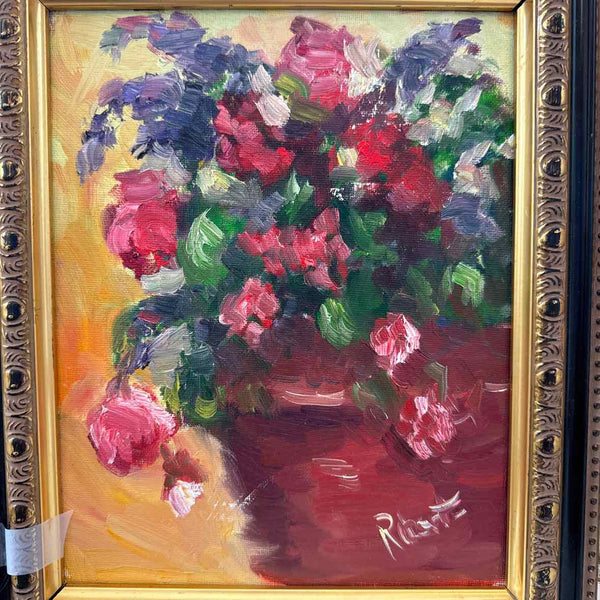 Signed Floral Oil Painting