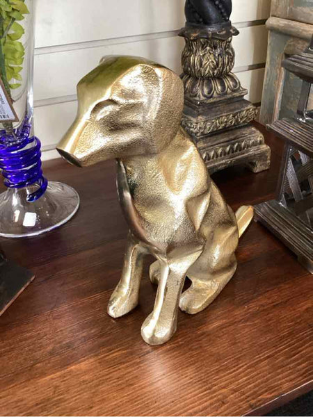 Gold Metal Dog Statue